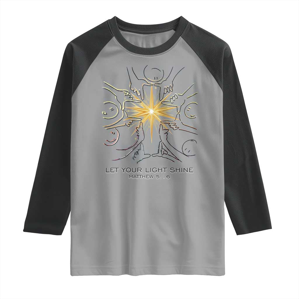 Jesus Christian Raglan Shirt Let Your Light Shine Matthew 5:16 - Wonder Print Shop