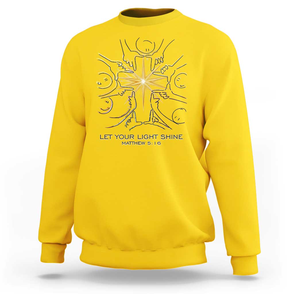 Jesus Christian Sweatshirt Let Your Light Shine Matthew 5:16 - Wonder Print Shop