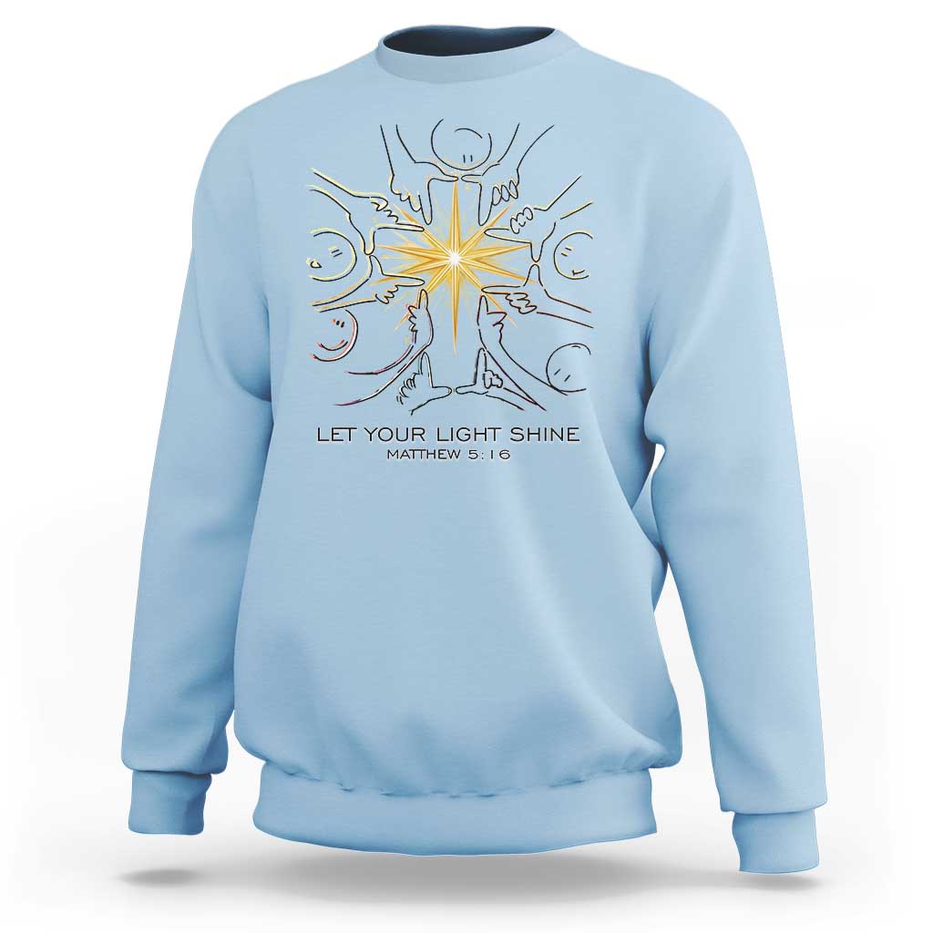 Jesus Christian Sweatshirt Let Your Light Shine Matthew 5:16 - Wonder Print Shop