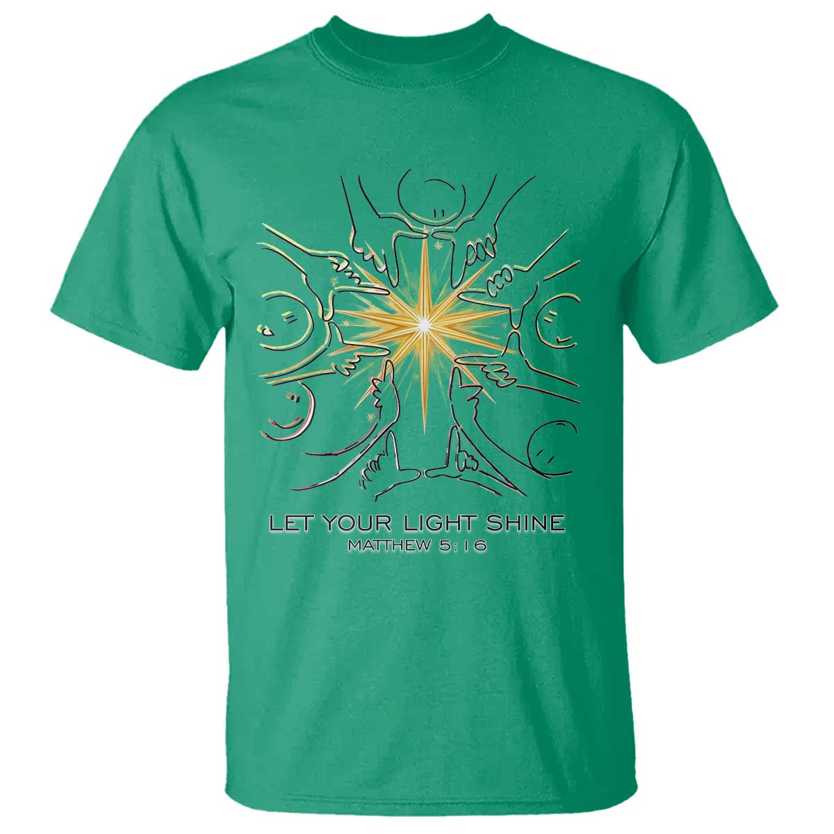 Jesus Christian T Shirt Let Your Light Shine Matthew 5:16 - Wonder Print Shop