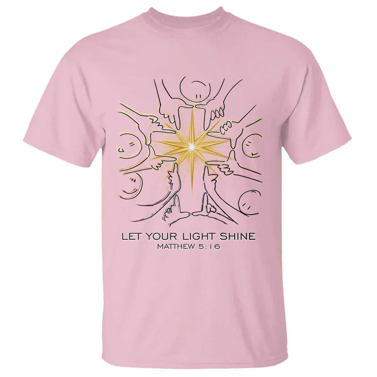 Jesus Christian T Shirt Let Your Light Shine Matthew 5:16 - Wonder Print Shop