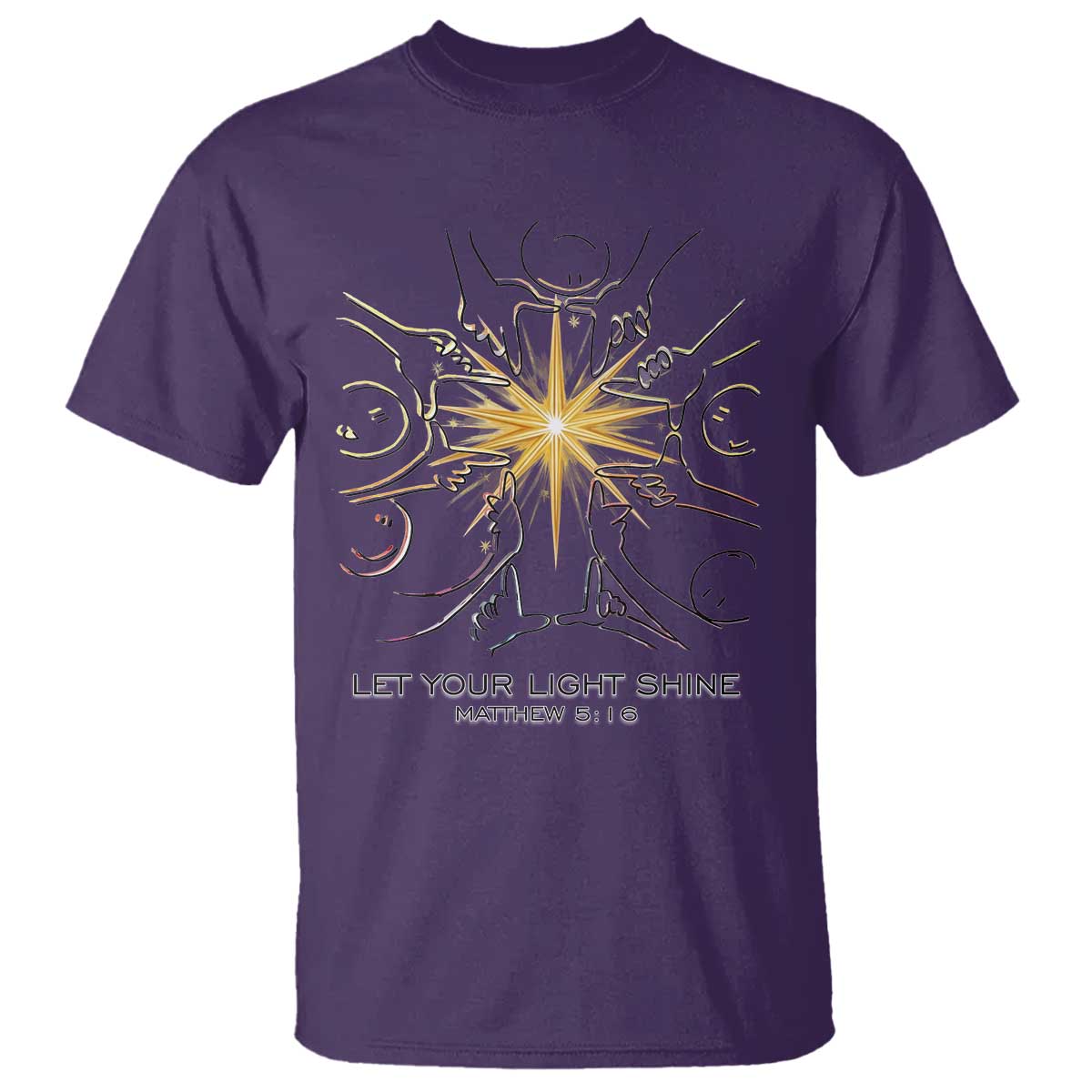 Jesus Christian T Shirt Let Your Light Shine Matthew 5:16 - Wonder Print Shop