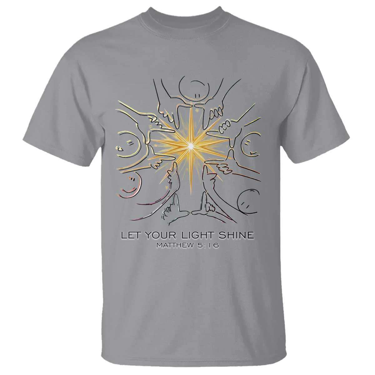Jesus Christian T Shirt Let Your Light Shine Matthew 5:16 - Wonder Print Shop