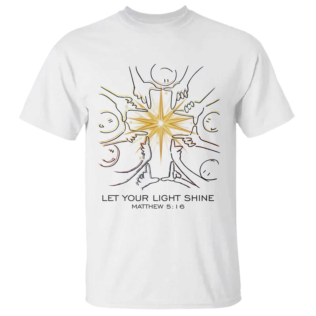Jesus Christian T Shirt Let Your Light Shine Matthew 5:16 - Wonder Print Shop