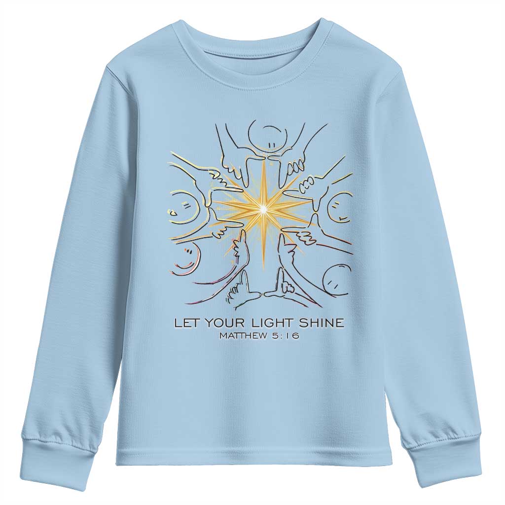 Jesus Christian Youth Sweatshirt Let Your Light Shine Matthew 5:16 - Wonder Print Shop