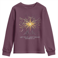 Jesus Christian Youth Sweatshirt Let Your Light Shine Matthew 5:16 - Wonder Print Shop
