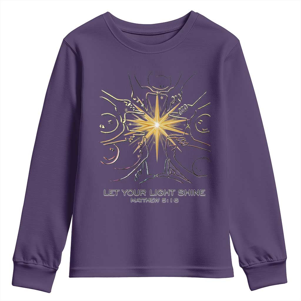 Jesus Christian Youth Sweatshirt Let Your Light Shine Matthew 5:16 - Wonder Print Shop