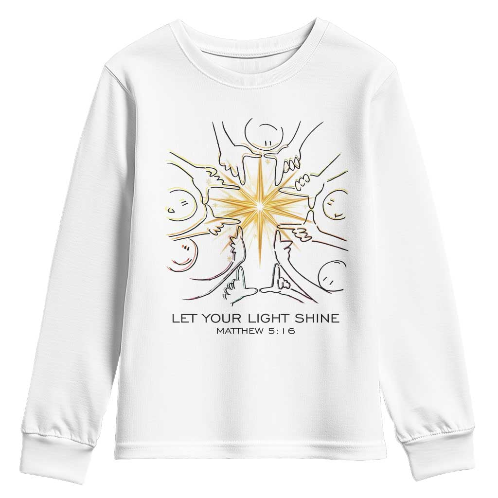 Jesus Christian Youth Sweatshirt Let Your Light Shine Matthew 5:16 - Wonder Print Shop