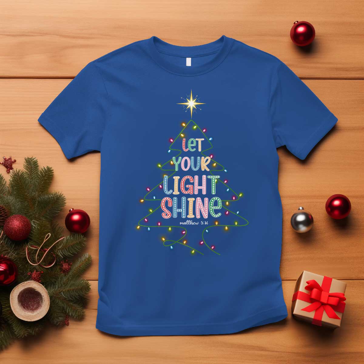 Jesus Christmas T Shirt Let Your Light Shine Matthew 5:16 - Wonder Print Shop