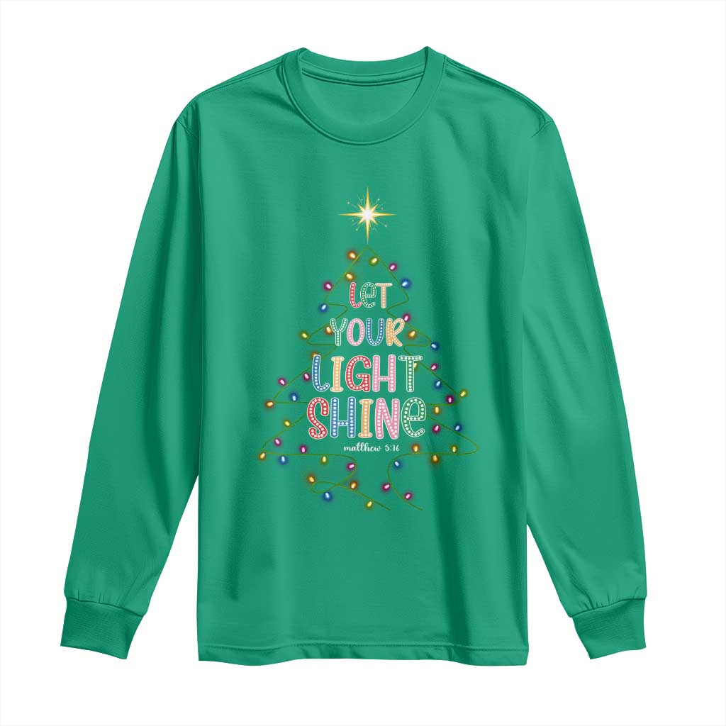 Jesus Christmas Long Sleeve Shirt Let Your Light Shine Matthew 5:16 - Wonder Print Shop
