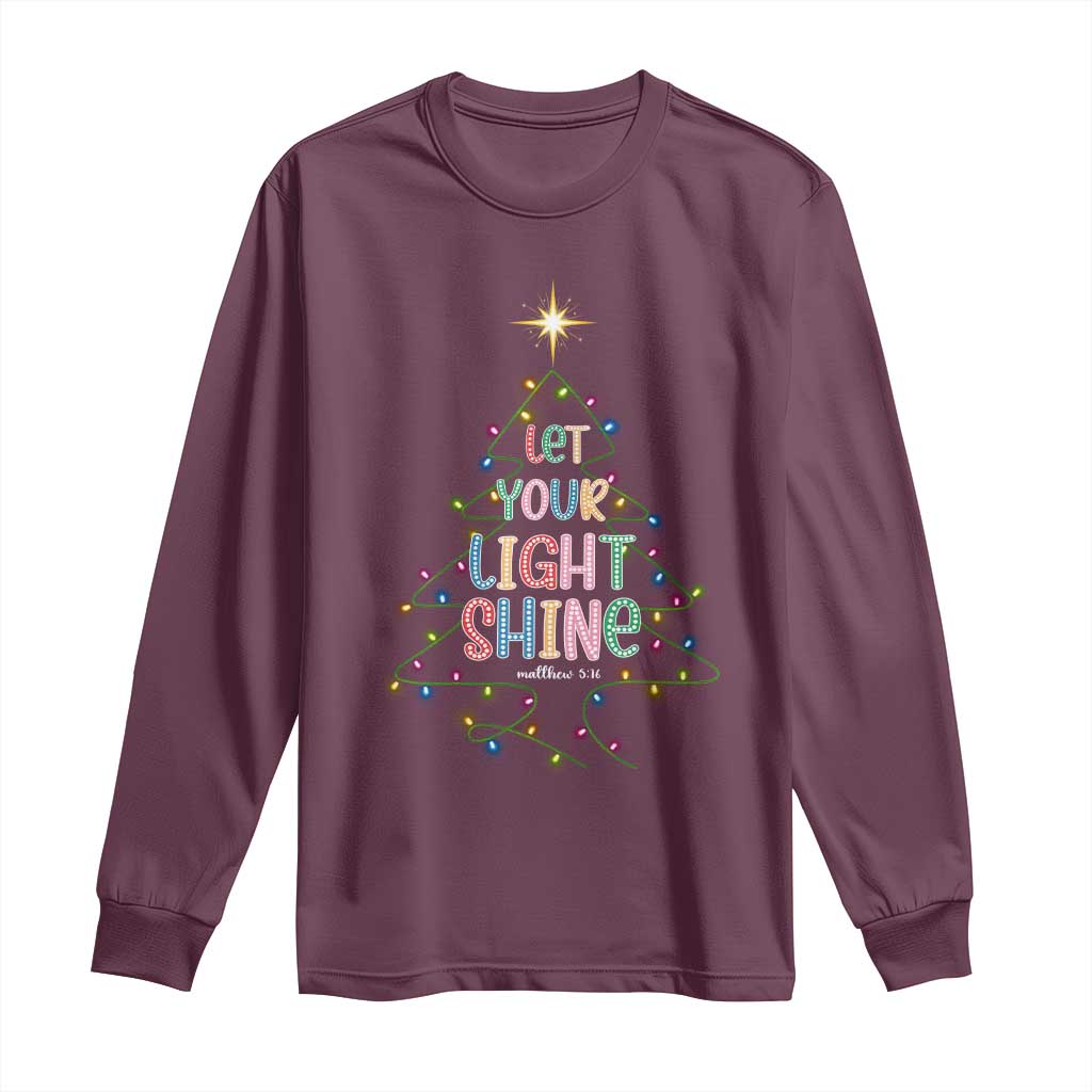 Jesus Christmas Long Sleeve Shirt Let Your Light Shine Matthew 5:16 - Wonder Print Shop