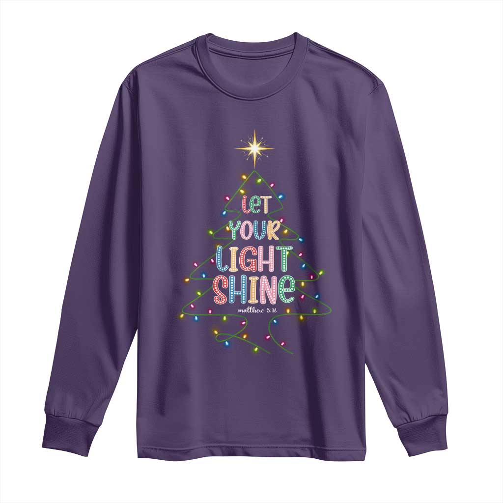 Jesus Christmas Long Sleeve Shirt Let Your Light Shine Matthew 5:16 - Wonder Print Shop