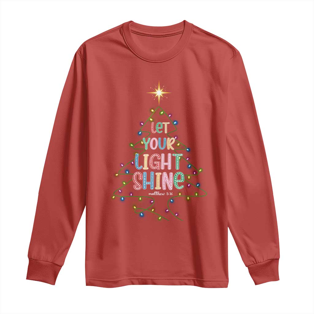 Jesus Christmas Long Sleeve Shirt Let Your Light Shine Matthew 5:16 - Wonder Print Shop