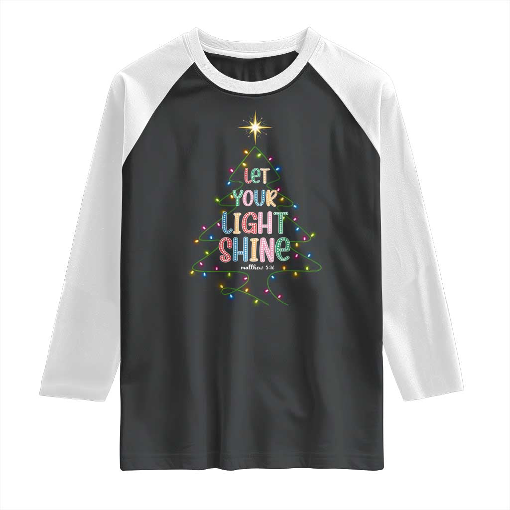 Jesus Christmas Raglan Shirt Let Your Light Shine Matthew 5:16 - Wonder Print Shop