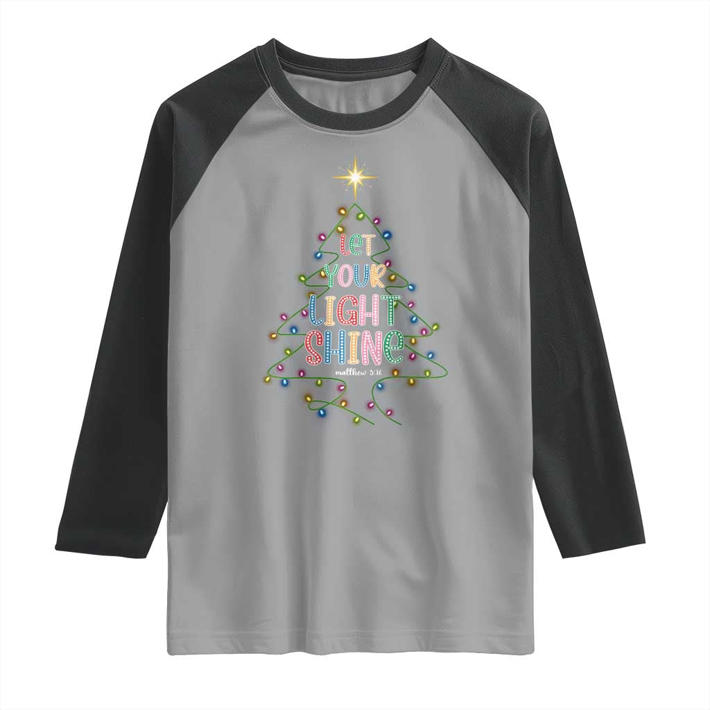 Jesus Christmas Raglan Shirt Let Your Light Shine Matthew 5:16 - Wonder Print Shop