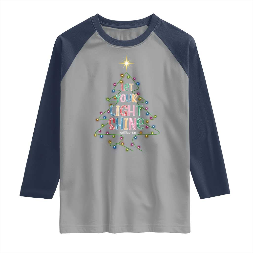 Jesus Christmas Raglan Shirt Let Your Light Shine Matthew 5:16 - Wonder Print Shop