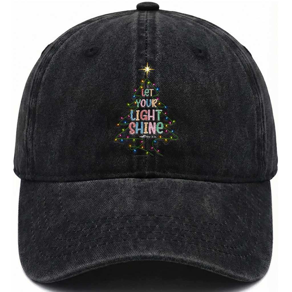 Jesus Christmas Washed Cotton Baseball Cap Let Your Light Shine Matthew 5:16