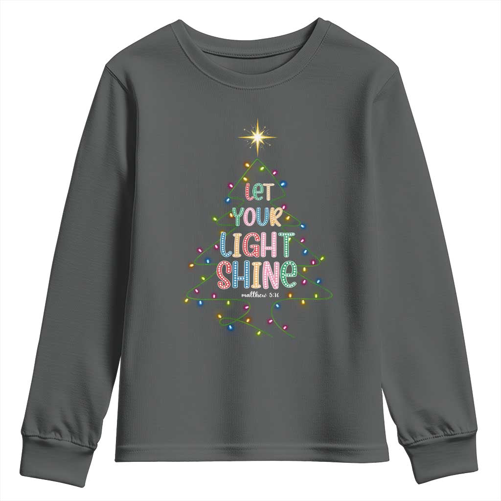 Jesus Christmas Youth Sweatshirt Let Your Light Shine Matthew 5:16 - Wonder Print Shop