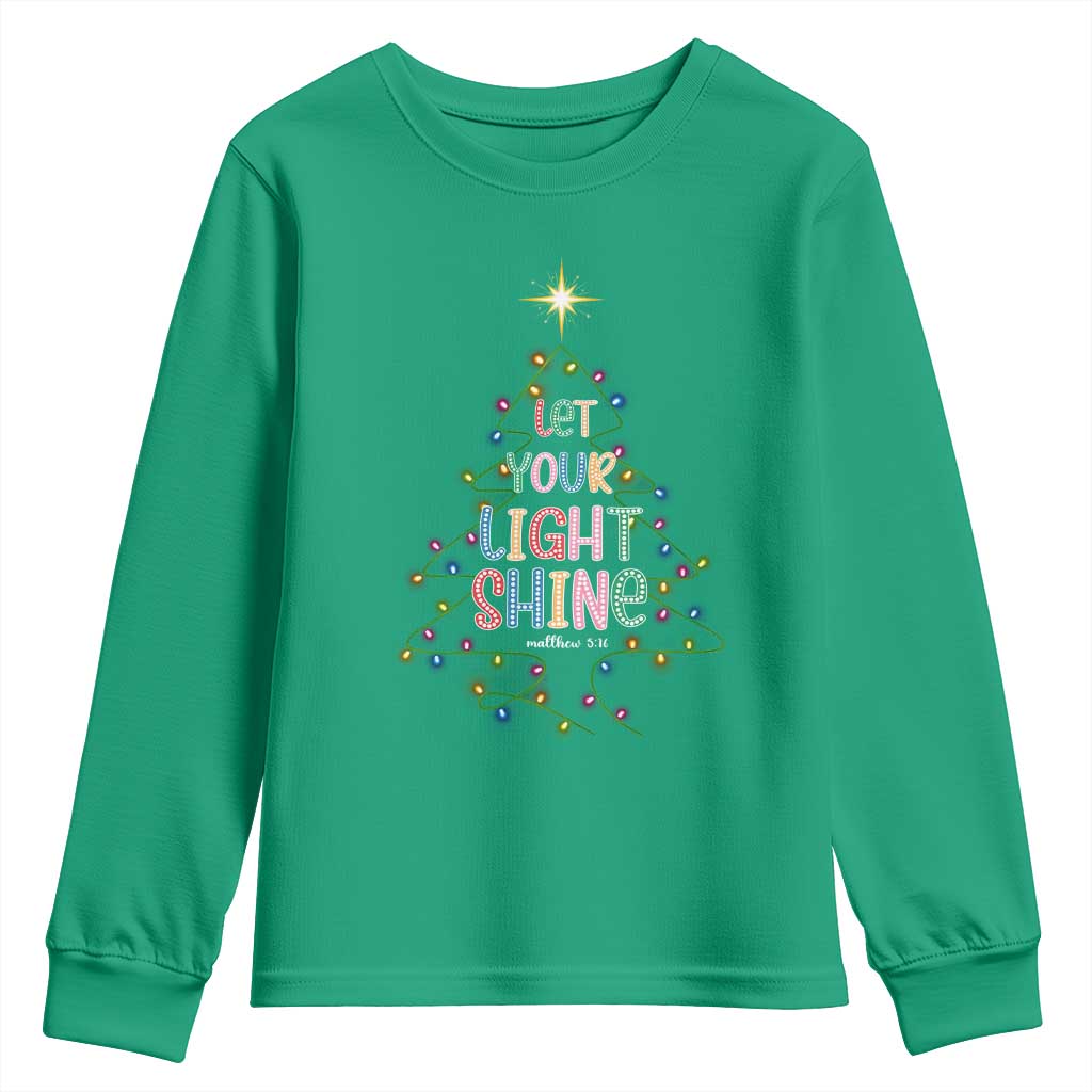 Jesus Christmas Youth Sweatshirt Let Your Light Shine Matthew 5:16 - Wonder Print Shop