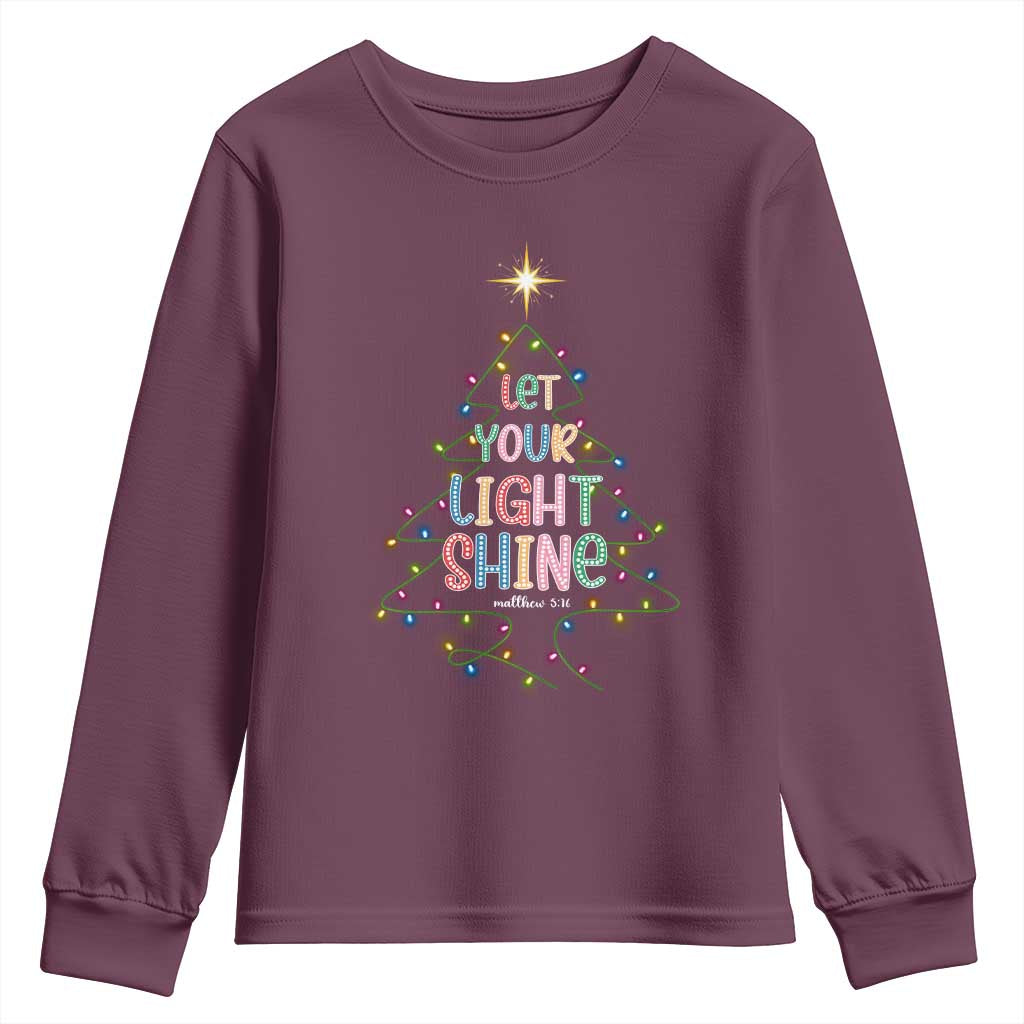 Jesus Christmas Youth Sweatshirt Let Your Light Shine Matthew 5:16 - Wonder Print Shop