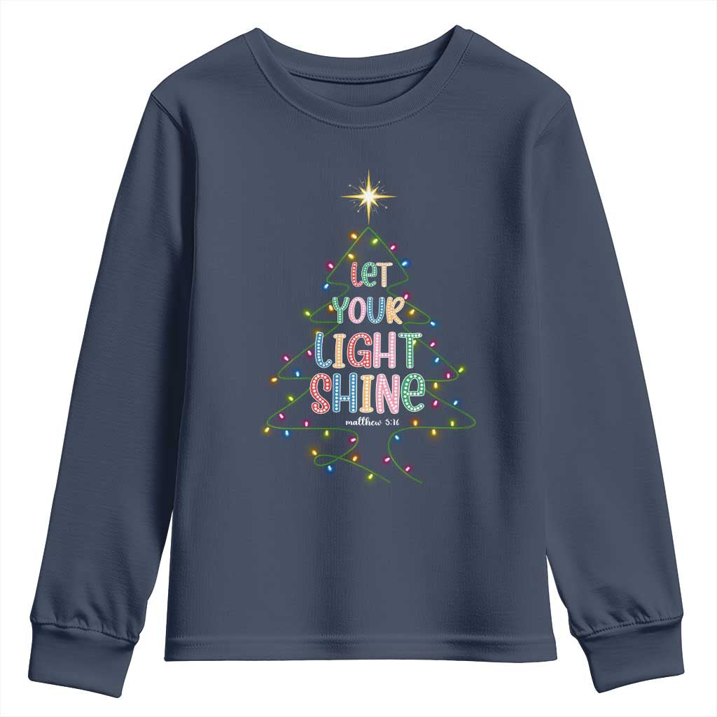 Jesus Christmas Youth Sweatshirt Let Your Light Shine Matthew 5:16 - Wonder Print Shop