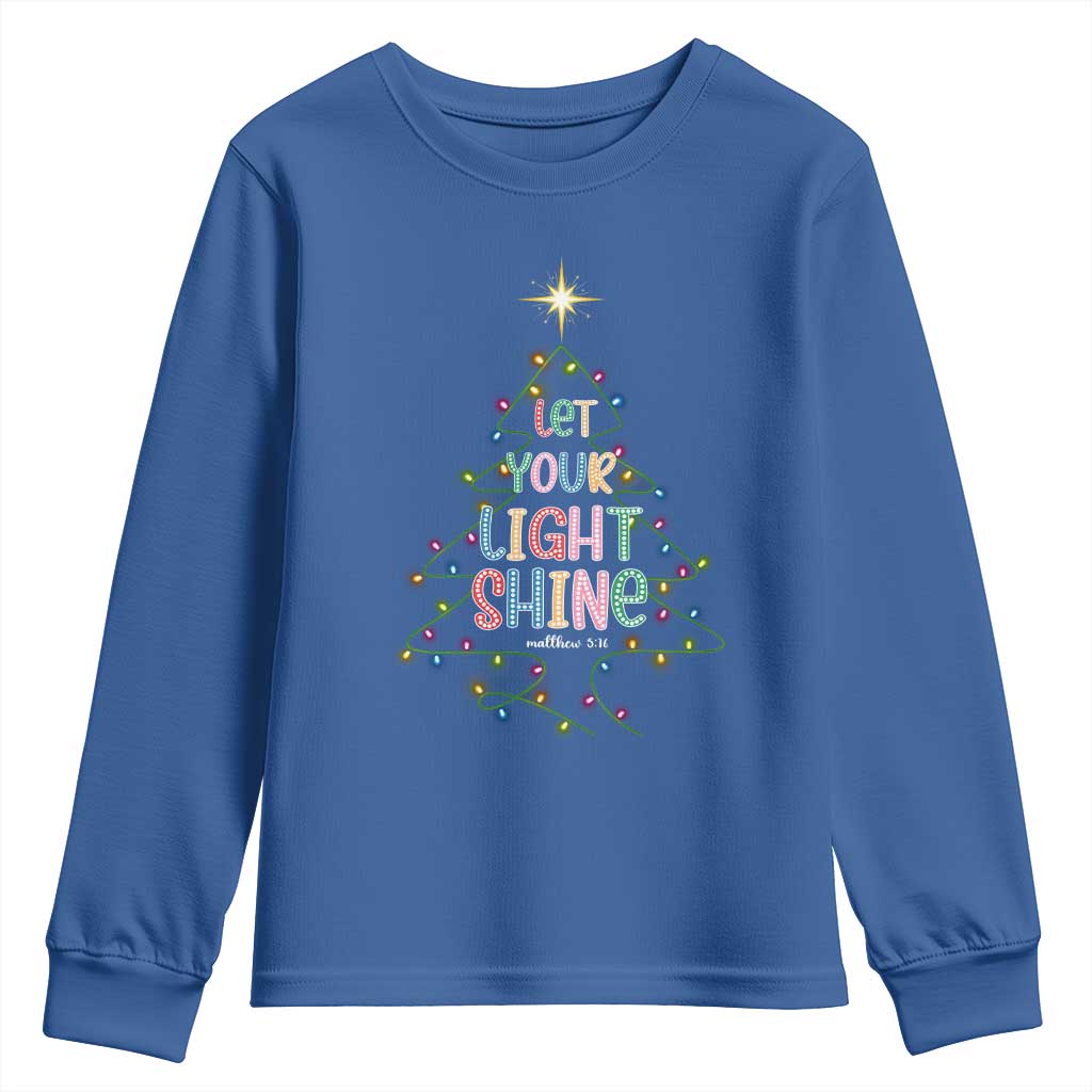 Jesus Christmas Youth Sweatshirt Let Your Light Shine Matthew 5:16 - Wonder Print Shop