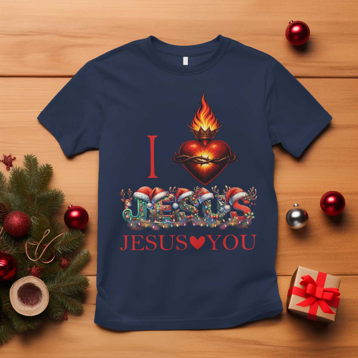Jesus Christian Christmas T Shirt Cross Bible Verse Faith Love - Wonder Print Shop