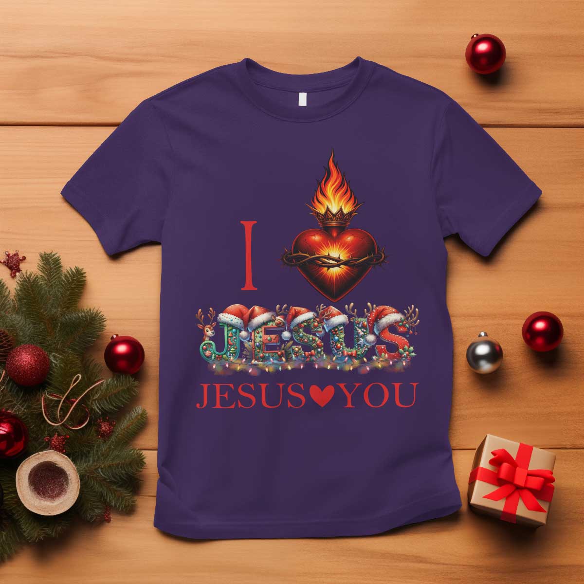 Jesus Christian Christmas T Shirt Cross Bible Verse Faith Love - Wonder Print Shop