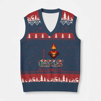 Jesus Christian Xmas V-Neck Knit Sweater Vest Cross Bible Verse Faith Love - Wonder Print Shop