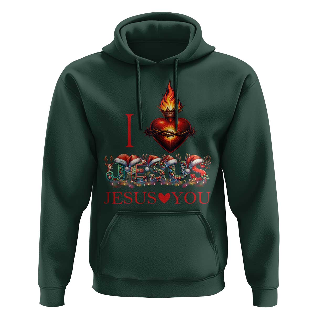 Jesus Christian Christmas Hoodie Cross Bible Verse Faith Love - Wonder Print Shop