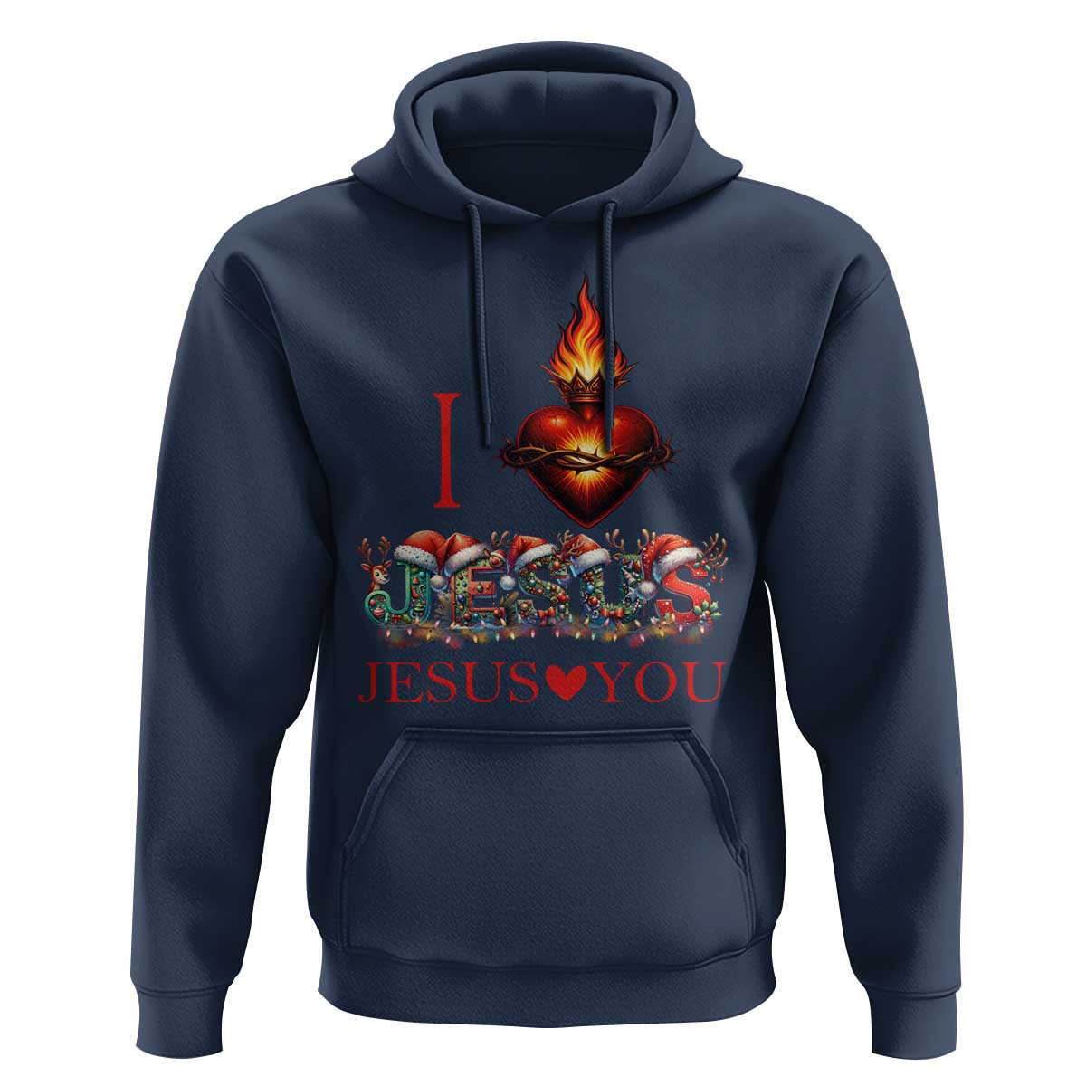 Jesus Christian Christmas Hoodie Cross Bible Verse Faith Love - Wonder Print Shop