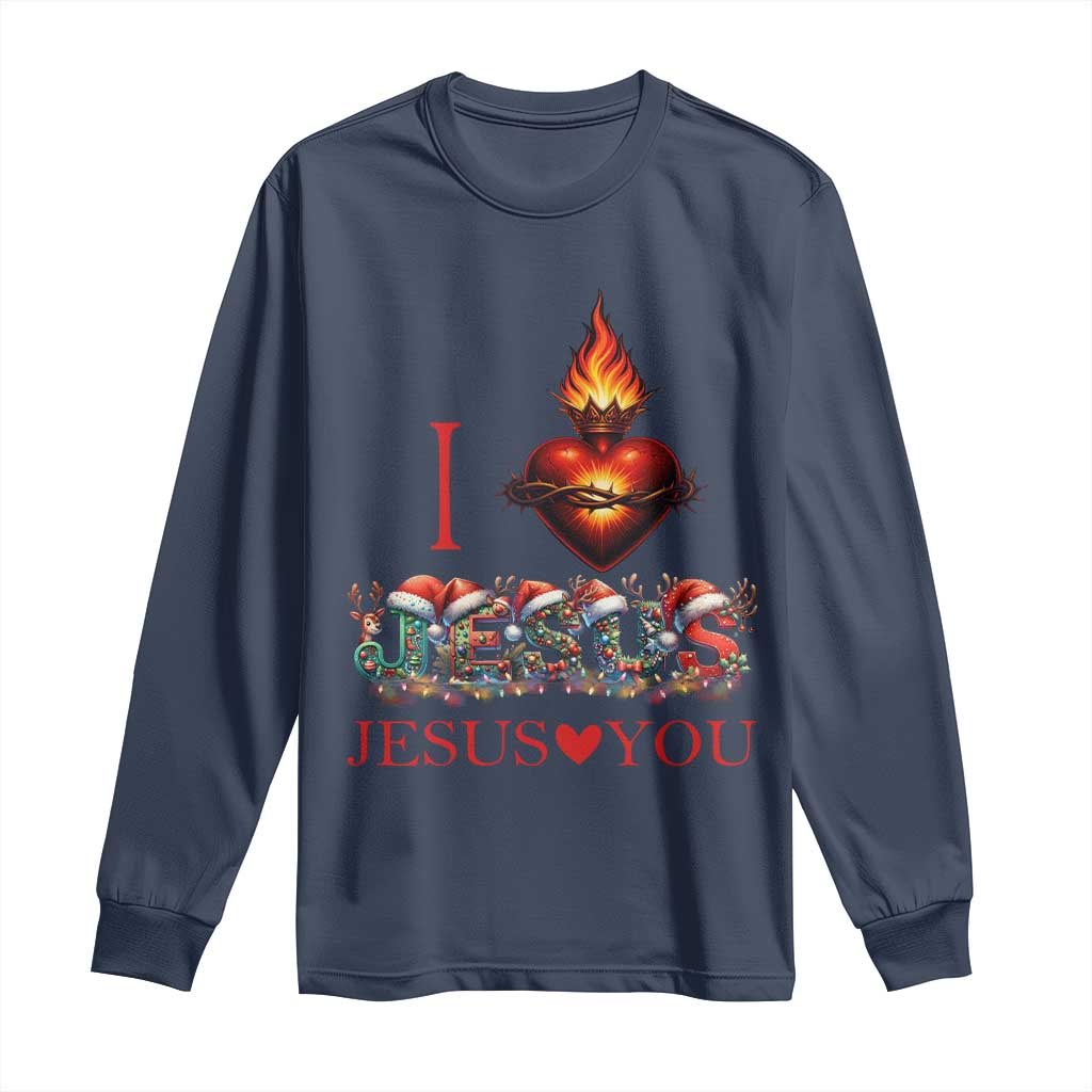 Jesus Christian Christmas Long Sleeve Shirt Cross Bible Verse Faith Love - Wonder Print Shop