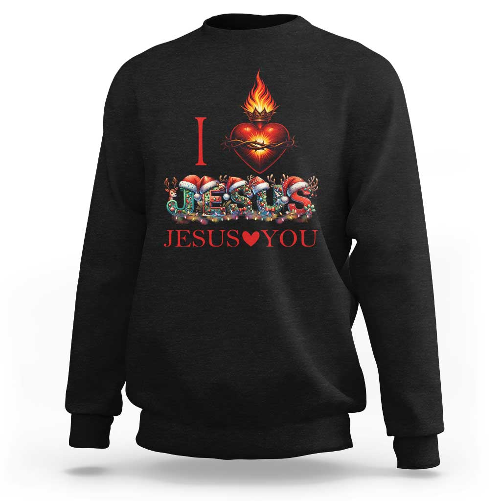 Jesus Christian Christmas Sweatshirt Cross Bible Verse Faith Love - Wonder Print Shop