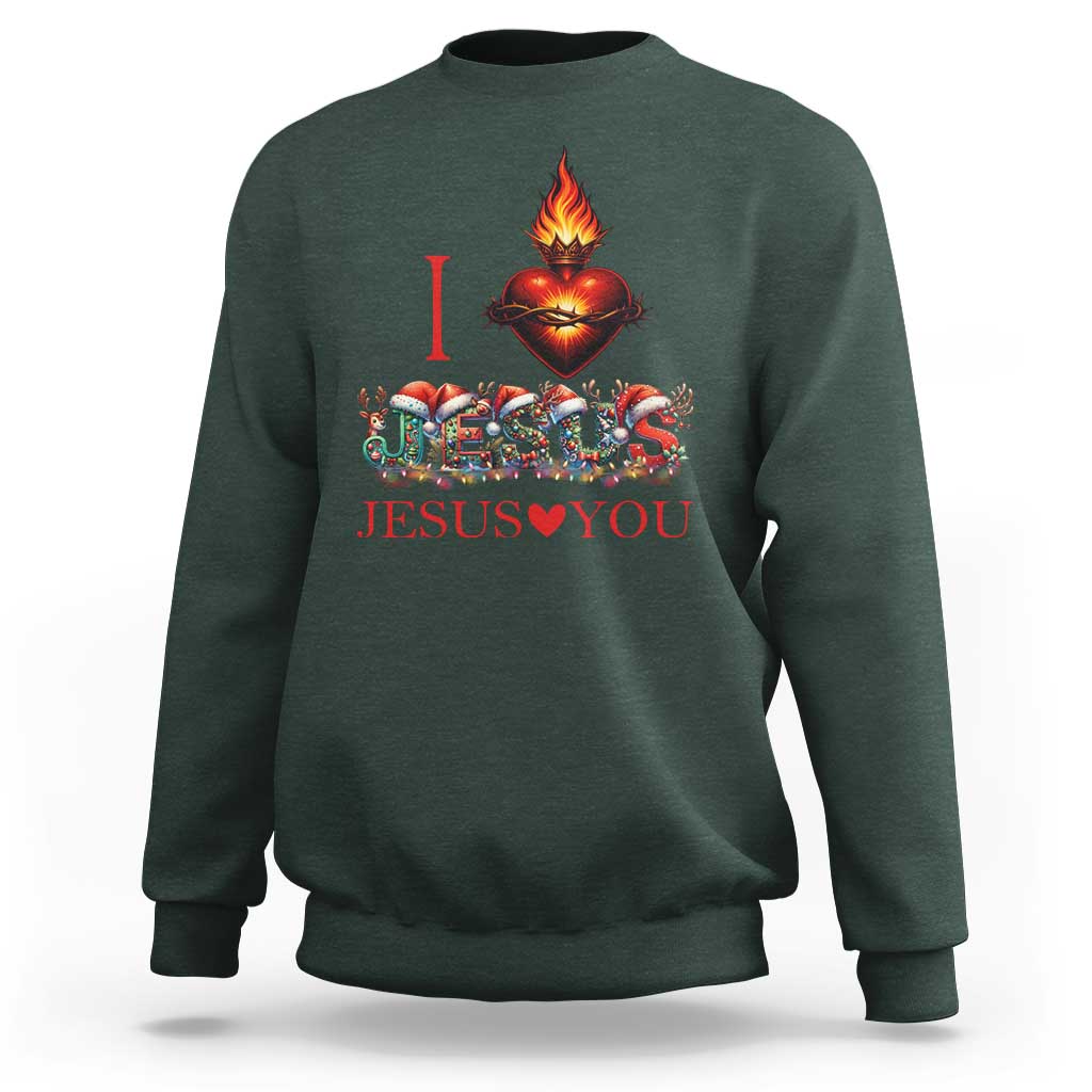 Jesus Christian Christmas Sweatshirt Cross Bible Verse Faith Love - Wonder Print Shop