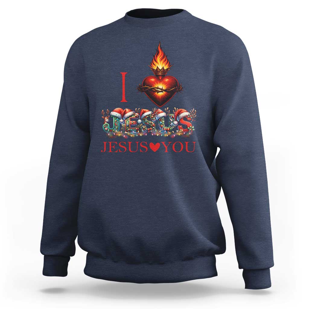 Jesus Christian Christmas Sweatshirt Cross Bible Verse Faith Love - Wonder Print Shop
