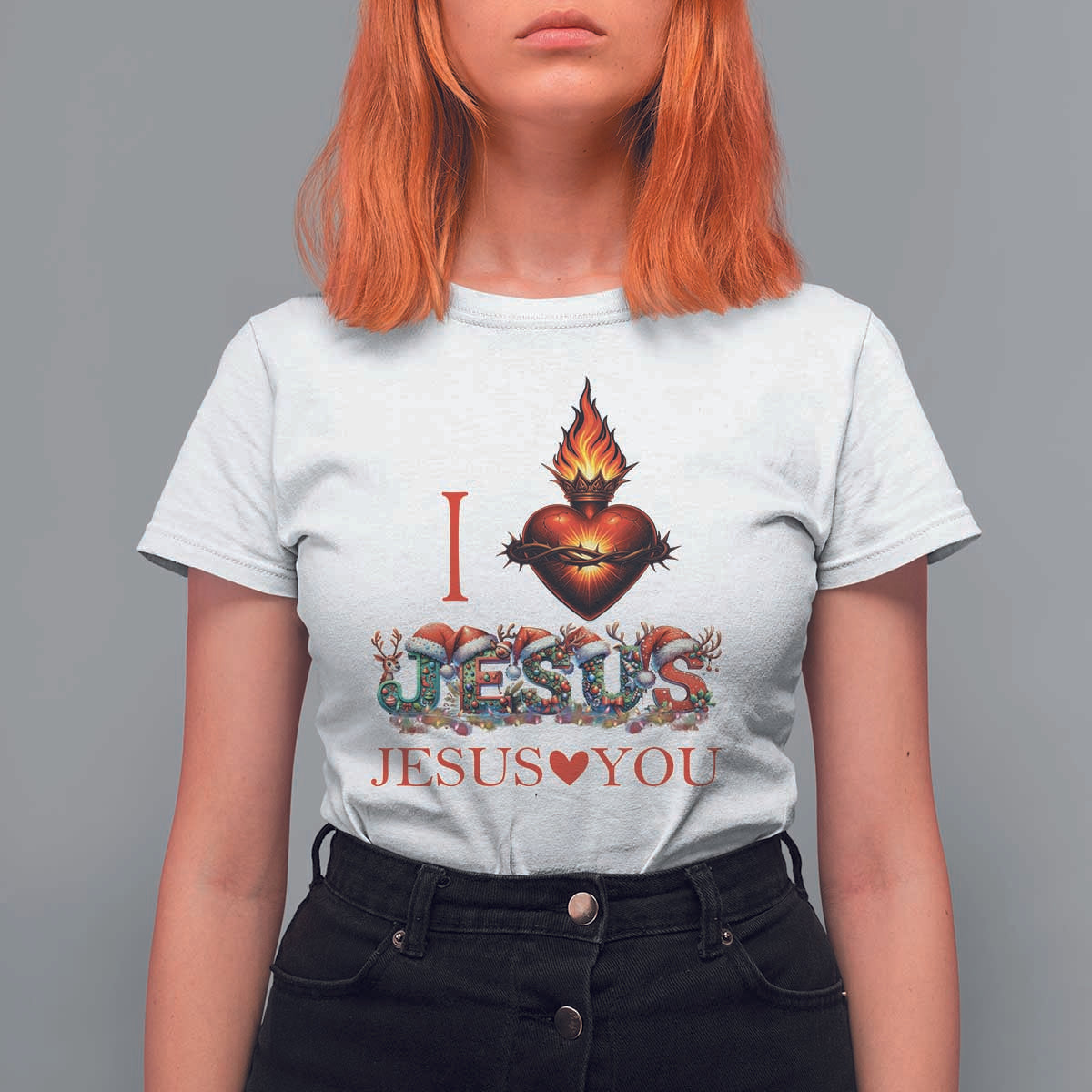 Jesus Christian Christmas T Shirt For Women Cross Bible Verse Faith Love - Wonder Print Shop