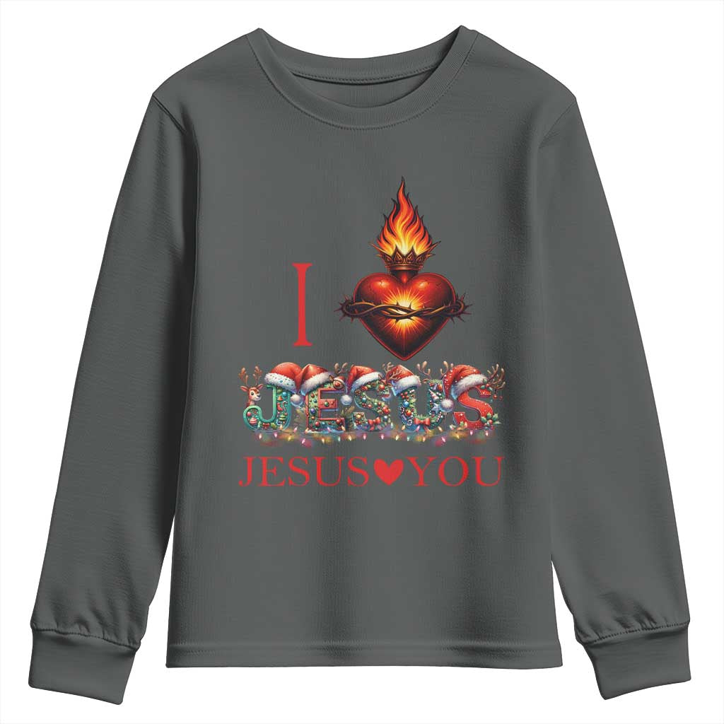 Jesus Christian Christmas Youth Sweatshirt Cross Bible Verse Faith Love - Wonder Print Shop