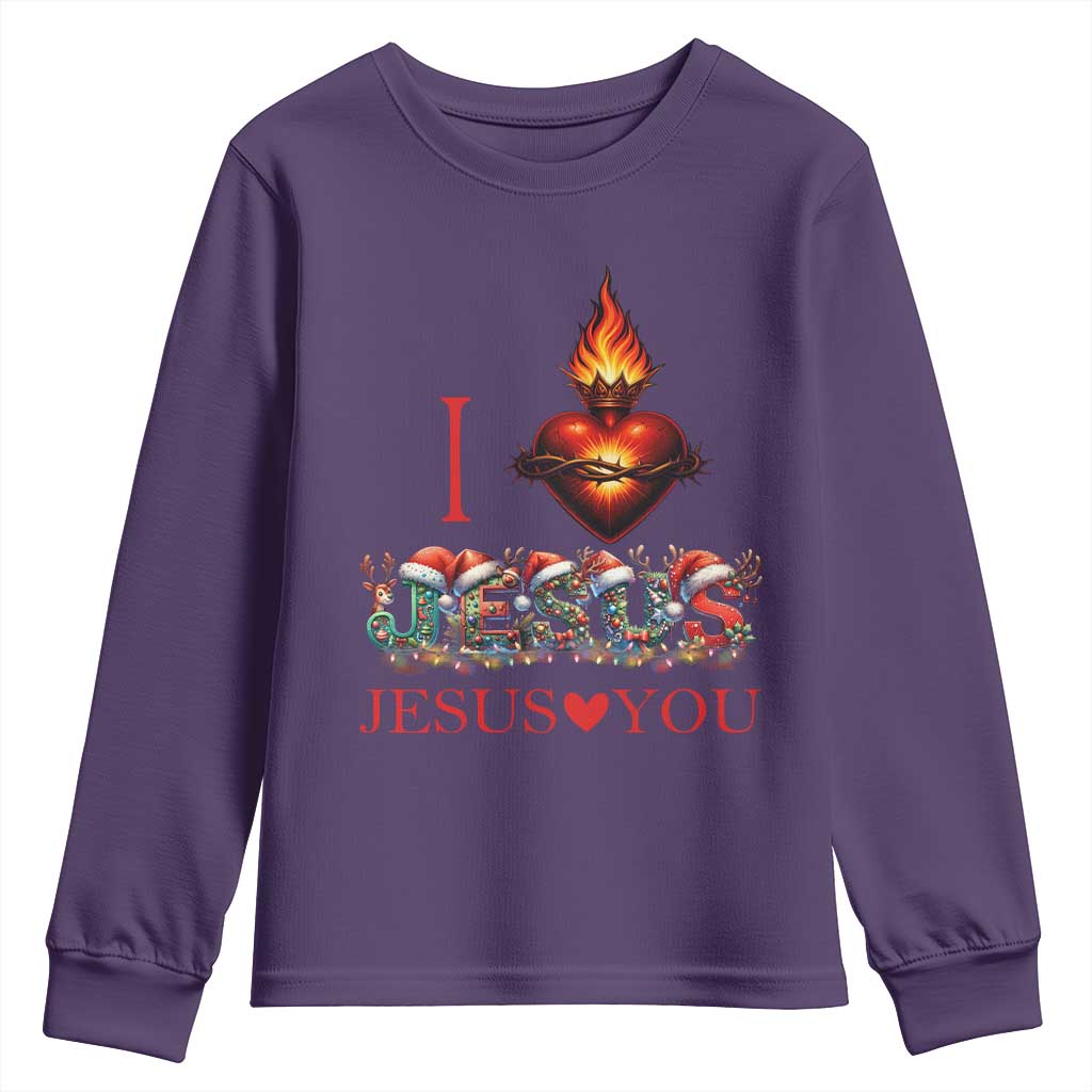 Jesus Christian Christmas Youth Sweatshirt Cross Bible Verse Faith Love - Wonder Print Shop