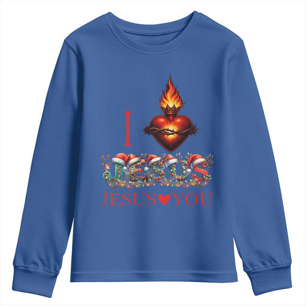 Jesus Christian Christmas Youth Sweatshirt Cross Bible Verse Faith Love - Wonder Print Shop