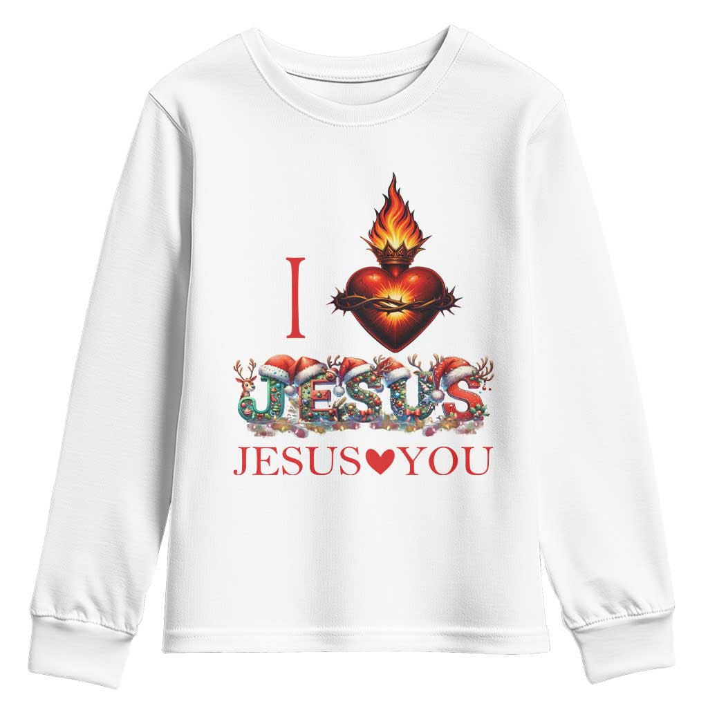 Jesus Christian Christmas Youth Sweatshirt Cross Bible Verse Faith Love - Wonder Print Shop