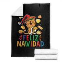 Funny Mexican Cat Christmas Throw Blanket Feliz Navidad Sombrero Kitty Xmas - Wonder Print Shop