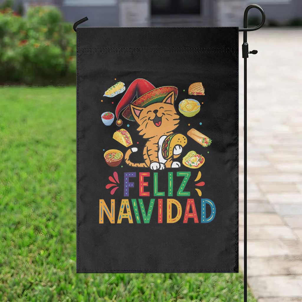 Funny Mexican Cat Christmas Garden Flag Feliz Navidad Sombrero Kitty Xmas - Wonder Print Shop