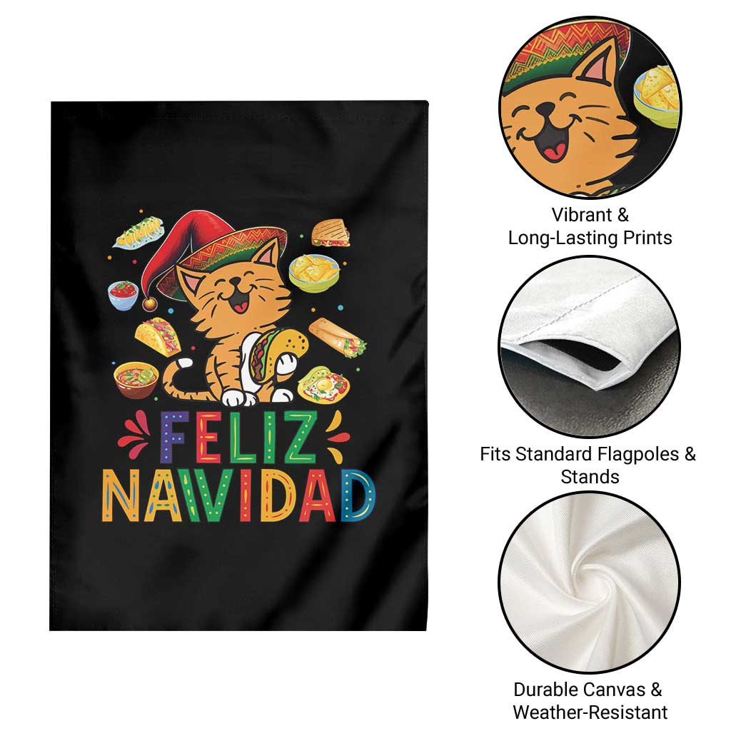 Funny Mexican Cat Christmas Garden Flag Feliz Navidad Sombrero Kitty Xmas - Wonder Print Shop