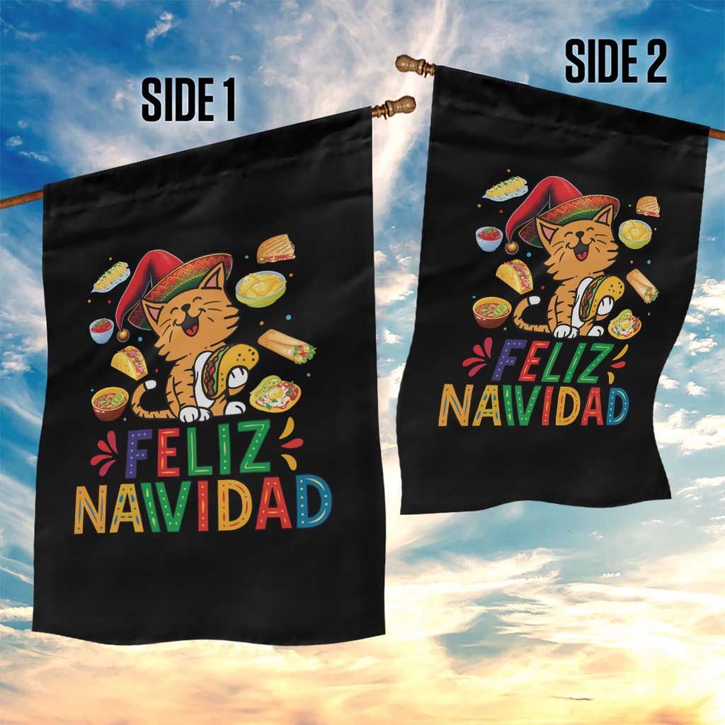 Funny Mexican Cat Christmas Garden Flag Feliz Navidad Sombrero Kitty Xmas - Wonder Print Shop