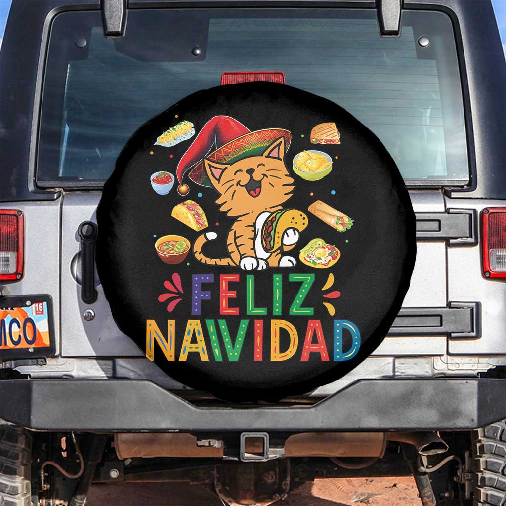 Funny Mexican Cat Christmas Spare Tire Cover Feliz Navidad Sombrero Kitty Xmas - Wonder Print Shop