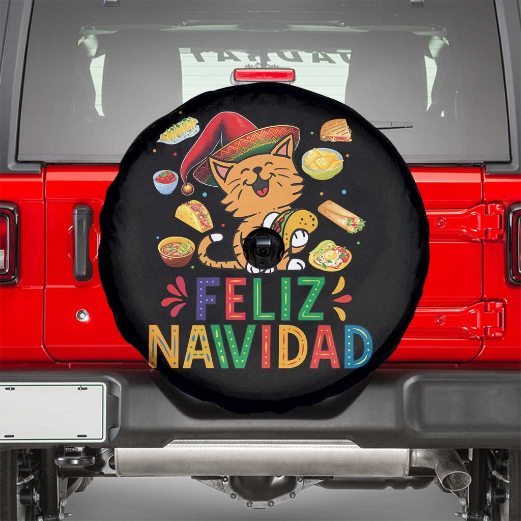 Funny Mexican Cat Christmas Spare Tire Cover Feliz Navidad Sombrero Kitty Xmas - Wonder Print Shop