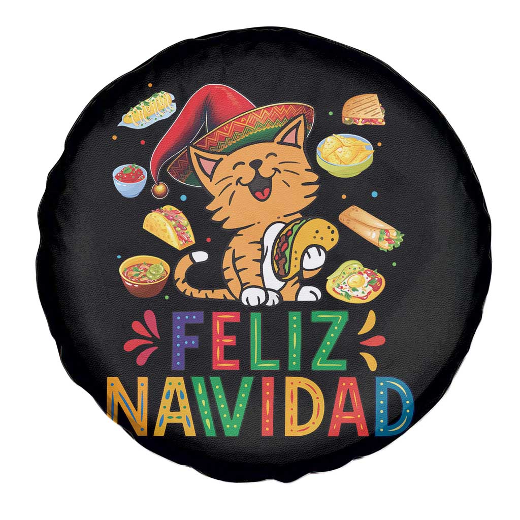 Funny Mexican Cat Christmas Spare Tire Cover Feliz Navidad Sombrero Kitty Xmas - Wonder Print Shop