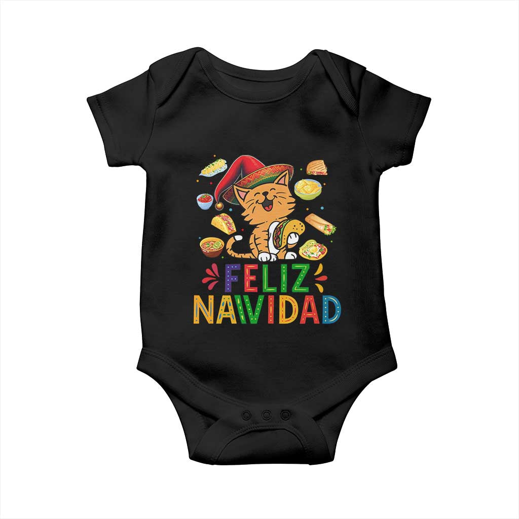 Funny Mexican Cat Christmas Baby Onesie Feliz Navidad Sombrero Kitty Xmas - Wonder Print Shop
