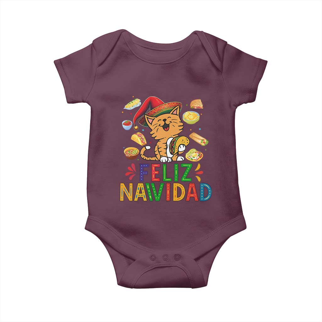Funny Mexican Cat Christmas Baby Onesie Feliz Navidad Sombrero Kitty Xmas - Wonder Print Shop
