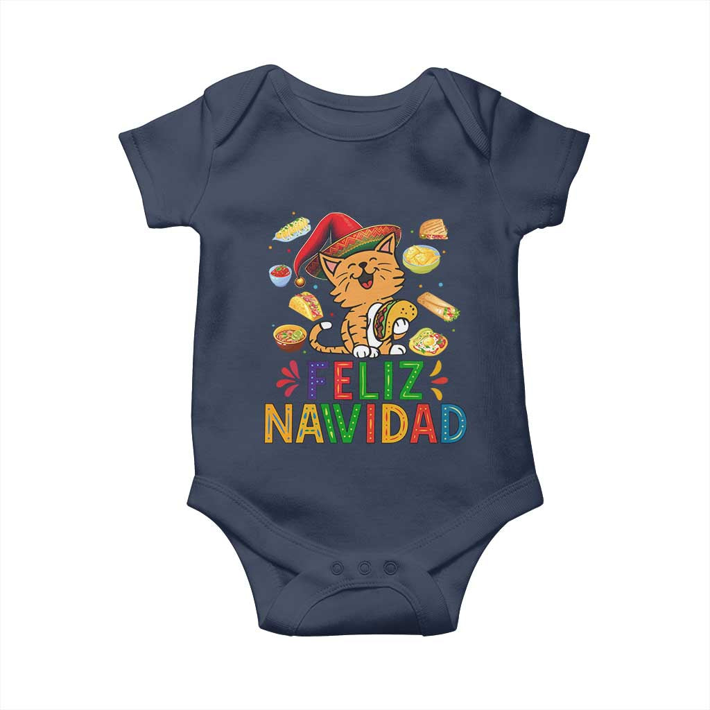 Funny Mexican Cat Christmas Baby Onesie Feliz Navidad Sombrero Kitty Xmas - Wonder Print Shop